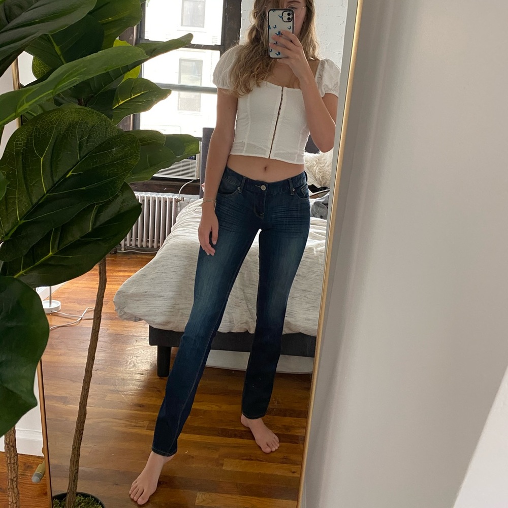 Skinny/straight dark-wash Express jeans